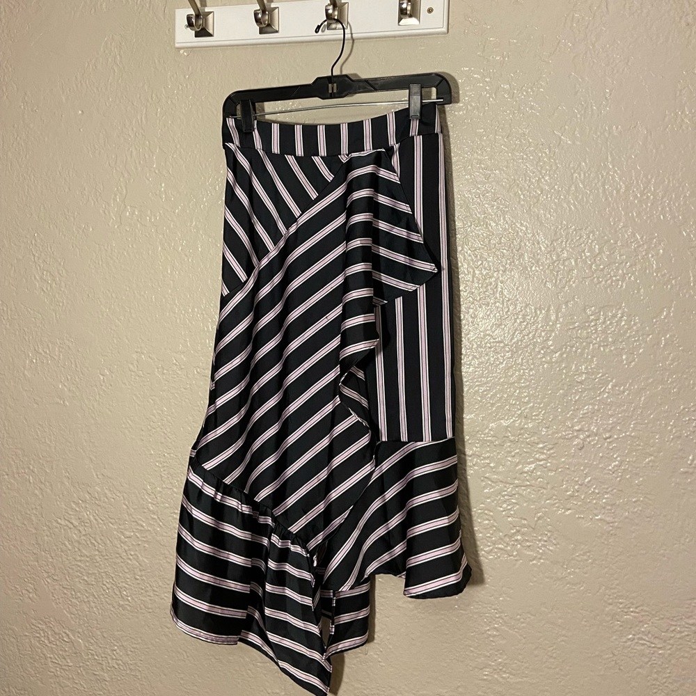 Black and purple asymmetrical midi skirt!